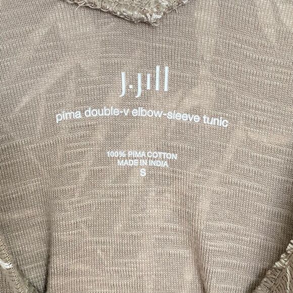 J. Jill Leaf Pattern Pima Double-v Elbow Sleeve Tunic T-shirt Pima Cotton Small - Picture 4 of 8